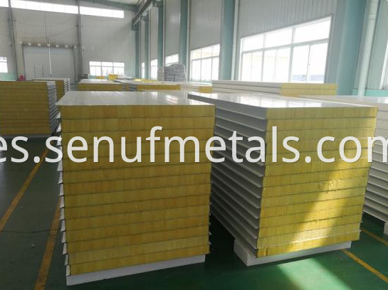 50 150mm Thickness Rockwool Sandwich Panel For Metal Wall Cladding System